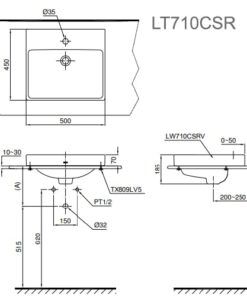 Bản vẽ kỹ thuật Chậu Rửa Lavabo Đặt Trên Bàn TOTO LT710CSR
