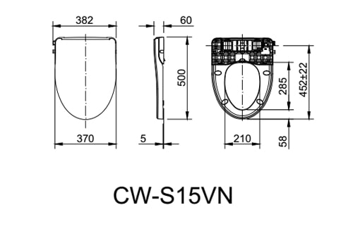 Bản vẽ kỹ thuật Nắp Rửa Cơ Inax CW-S15VN