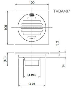 Bản Vẽ Kỹ Thuật Phểu Thoát Sàn TOTO TVBA407