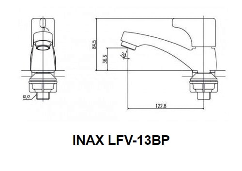 Bản vẽ kỹ thuật Vòi Lavabo INAX LFV-13BP Lạnh