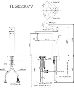 Bản vẽ kỹ thuật Vòi Lavabo TOTO TLG02307V Đặt Bàn Nóng Lạnh