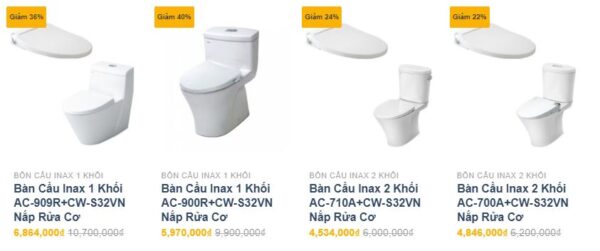 bảng giá thiết bị vệ sinh INAX, bồn cầu Inax