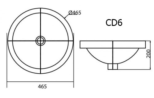 Bản vẽ kỹ thuật Chậu rửa lavabo Dương vành Viglacera CD6
