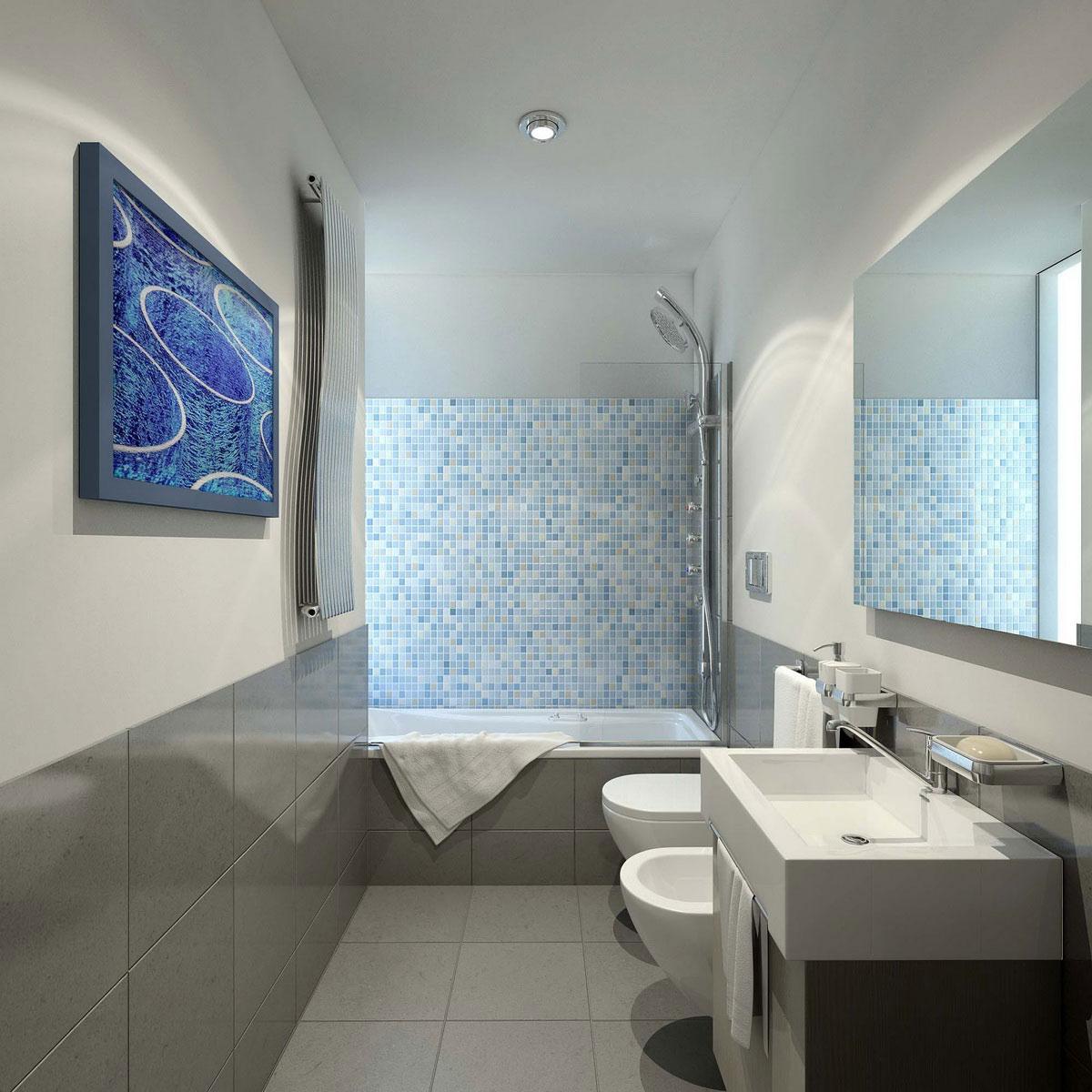 bố trí nội thất phòng tắm 4m2 dàn trải tăng chiều sâu