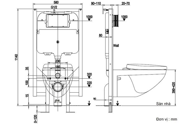 bản vẽ bồn cầu