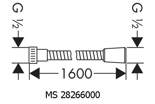 Bản vẽ kỹ thuật Dây Sen Hansgrohe MS 28266000 Metaflex C