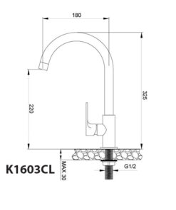 Bản vẽ kỹ thuật Vòi Bếp Malloca K1603CL Lạnh