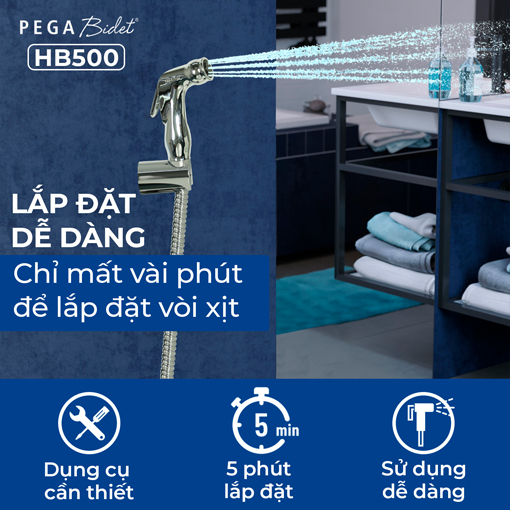 Bộ vòi xịt vệ sinh áp lực mạnh PEGA Bidet HB500